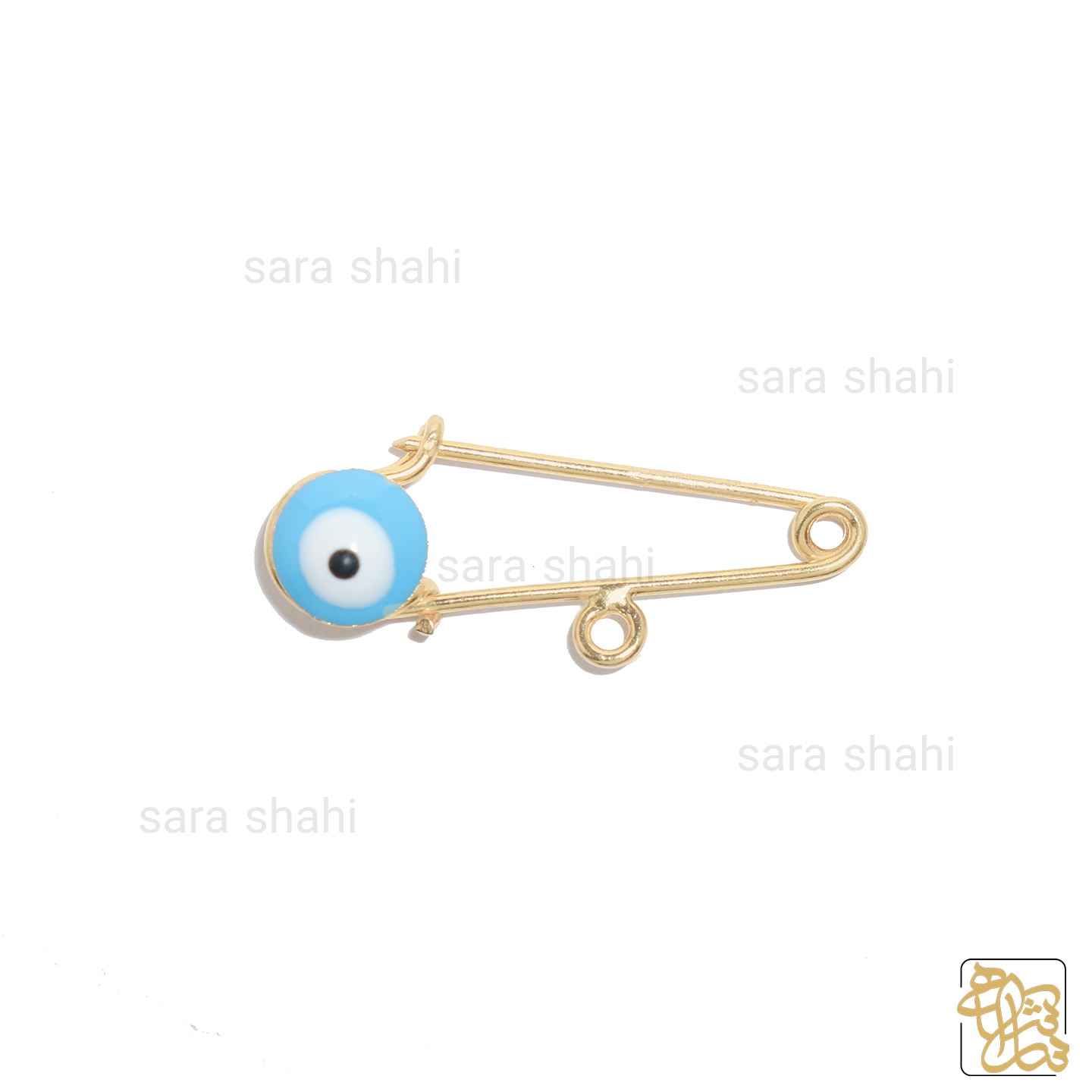 سنجاق سینه نوزادی مینا کاری آبی